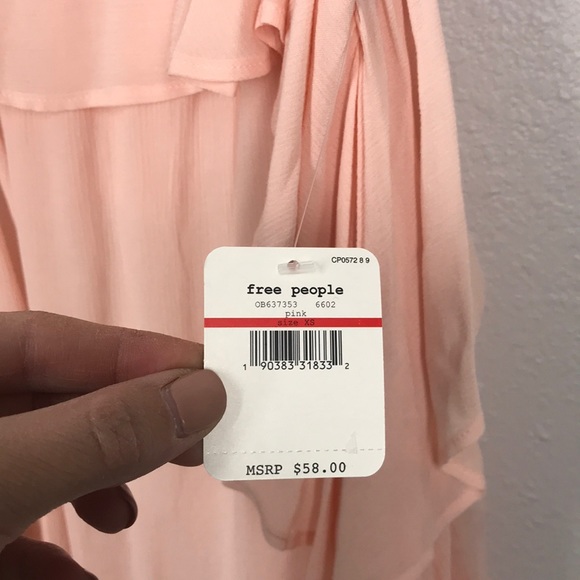 Free People light pink chiffon chemise tank sz XS - Picture 3 of 5